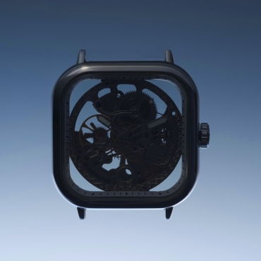 a low key lighting product photography of an automatic watch